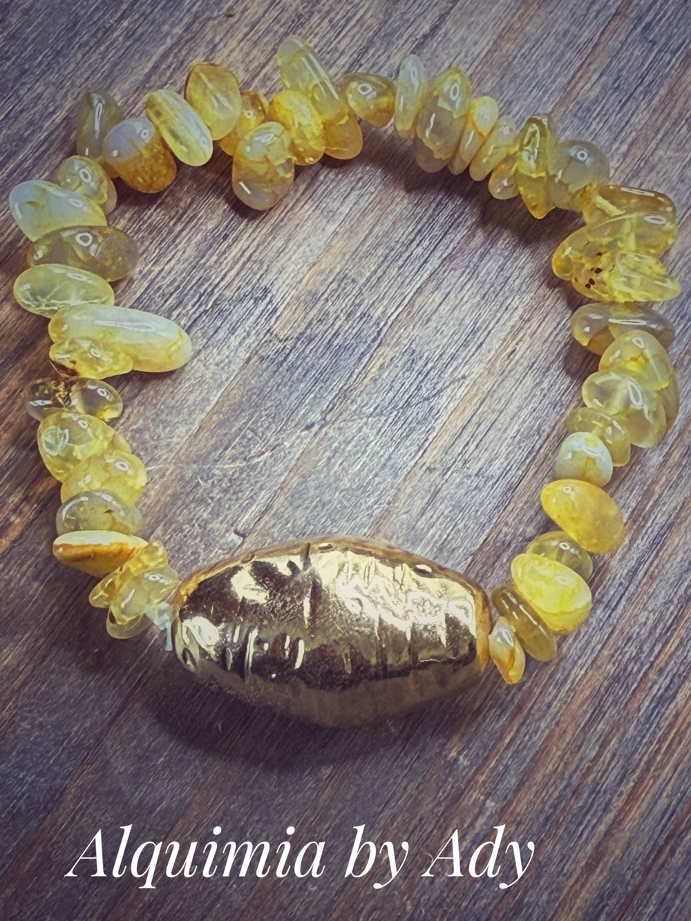 Oversized Golden Yellow citrine Stone beaded Bracelet